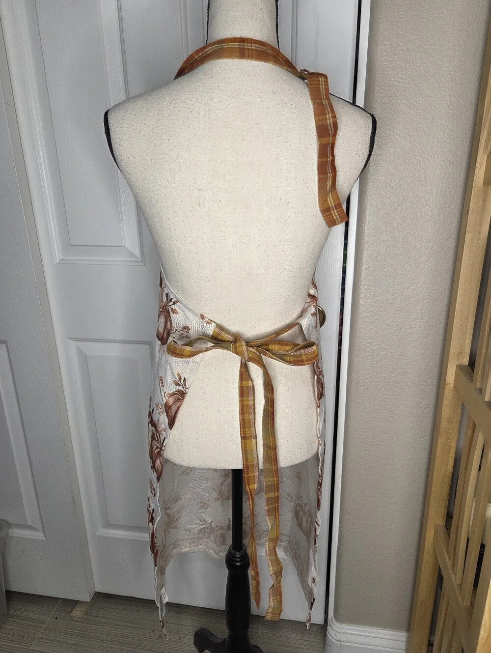 Shabby Chic Pumpkin Kitchen Apron Fall Thanksgiving Halloween
